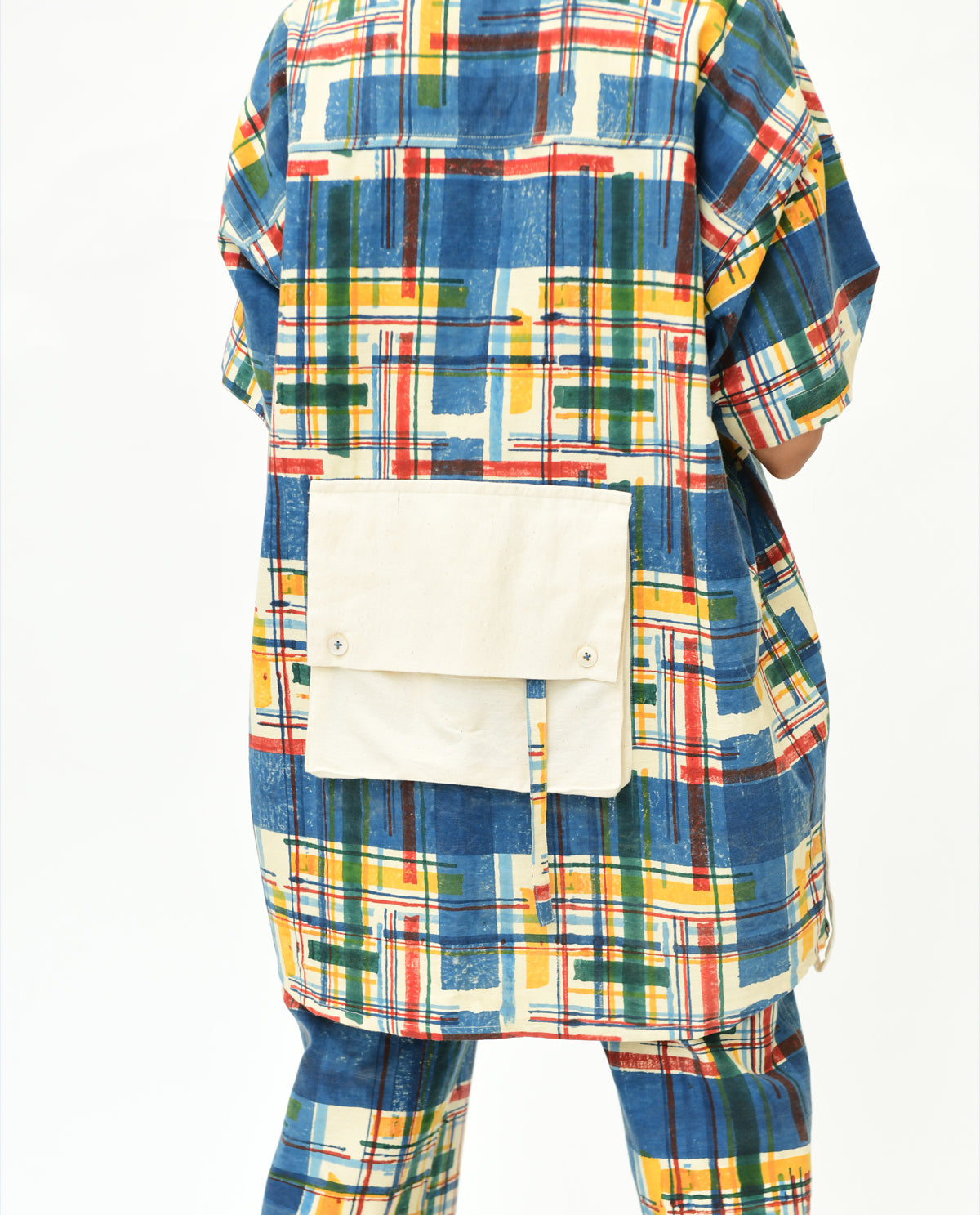 Multicolor Organic Cotton Shirt at Kamakhyaa by Rias Jaipur. This item is 100% Organic Cotton, Casual Wear, Handblock Printed, Handspun, Handwoven, Off-White, Prints, Relaxed Fit, Shirts, Stellar Print, Stripes, Void, Womenswear