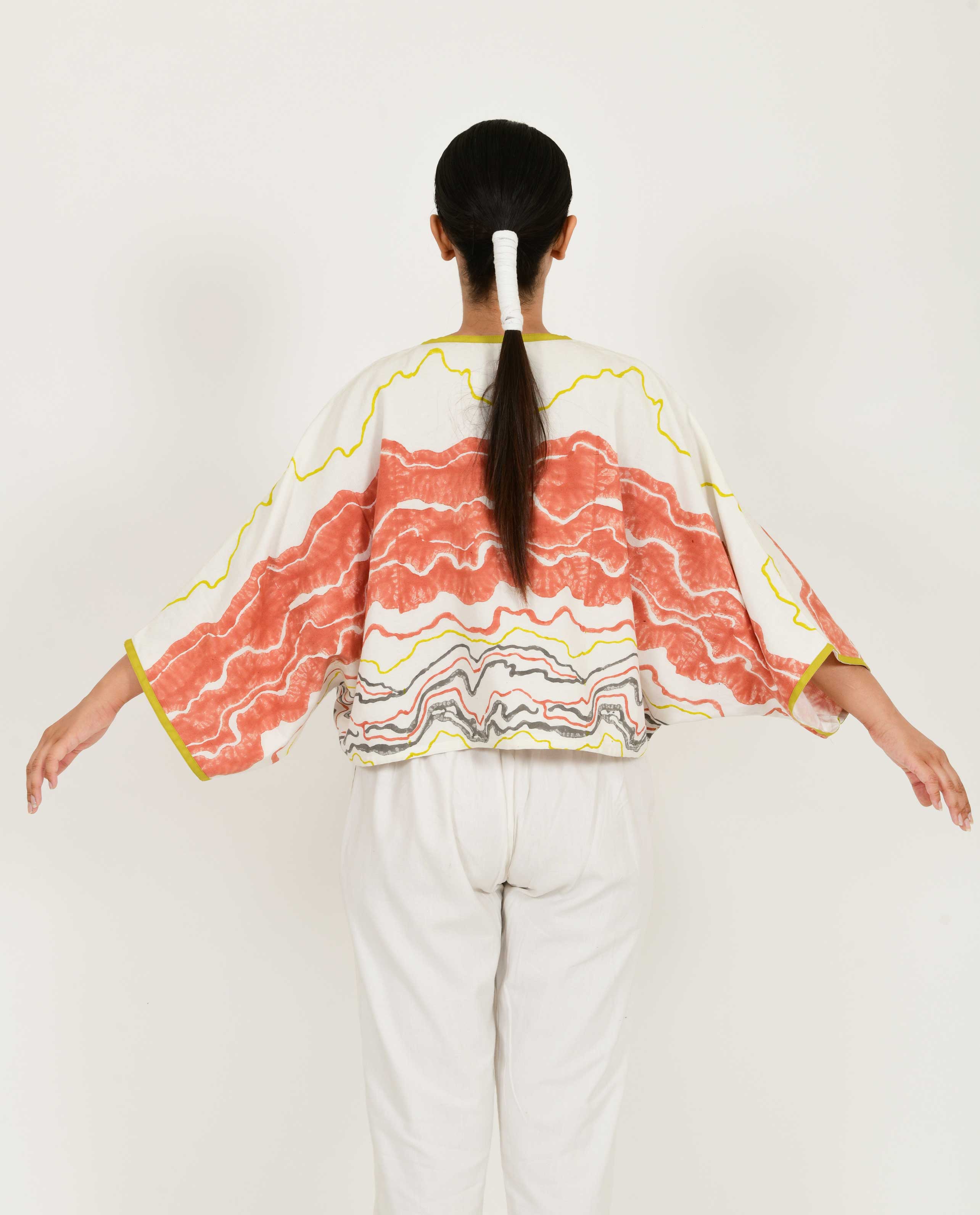 Multicolor Oversized Top at Kamakhyaa by Rias Jaipur. This item is Azo Free Dye, Block Prints, Casual Wear, Cotton, Crop Tops, Multicolor, Organic Bamboo Fiber, Parat, Relaxed Fit, Womenswear