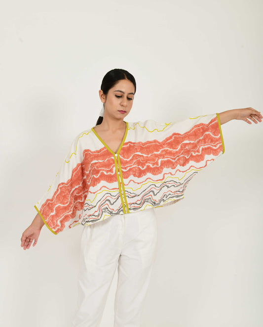 Multicolor Oversized Top at Kamakhyaa by Rias Jaipur. This item is Azo Free Dye, Block Prints, Casual Wear, Cotton, Crop Tops, Multicolor, Organic Bamboo Fiber, Parat, Relaxed Fit, Womenswear