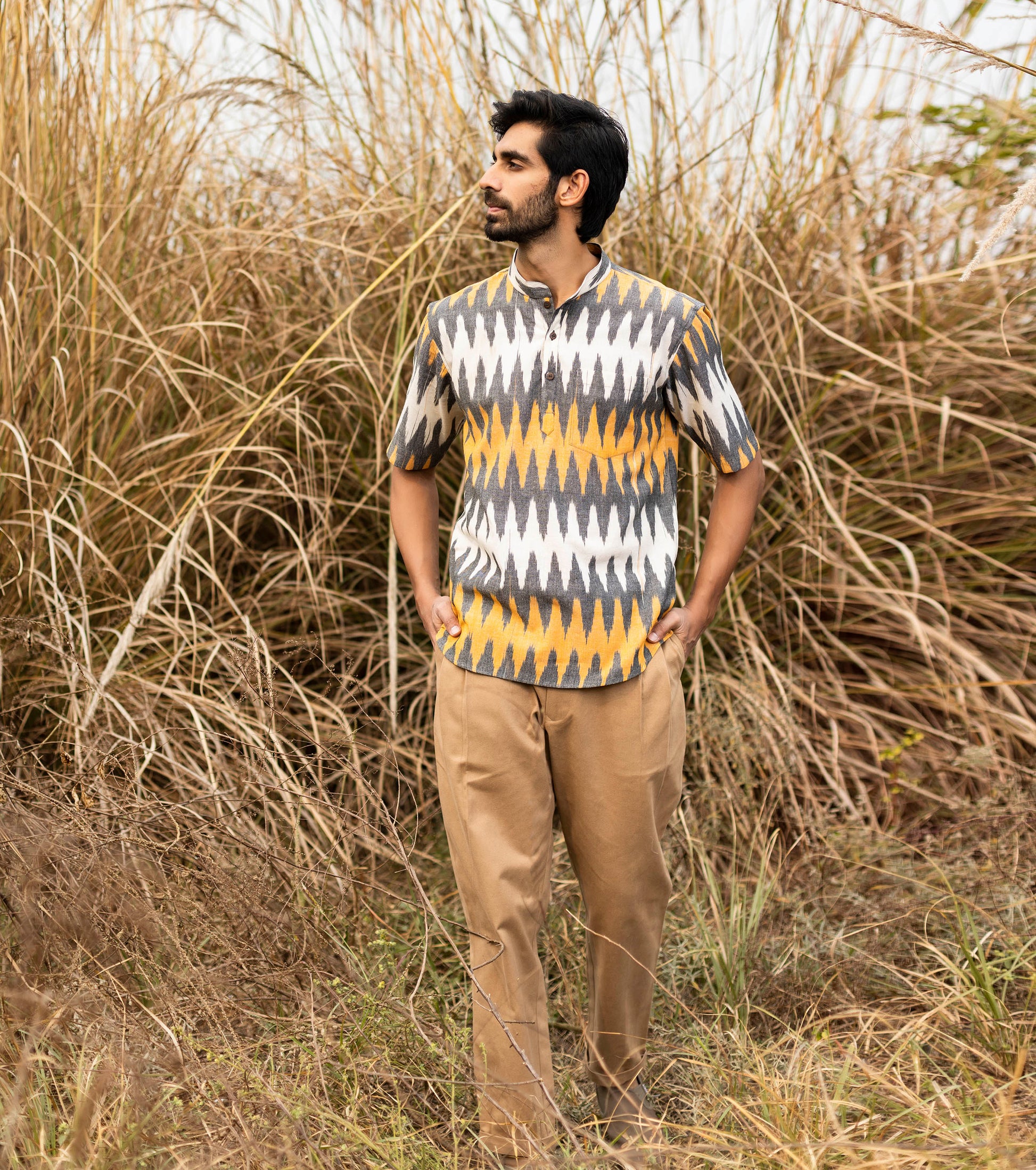 Multicolor Shirt for Men at Kamakhyaa by Khara Kapas. This item is Cotton, For Anniversary, Lost & Found, Menswear, Multicolor, Natural, Ombre & Dyes, Regular Fit, Resort Wear, Shirts, Tops