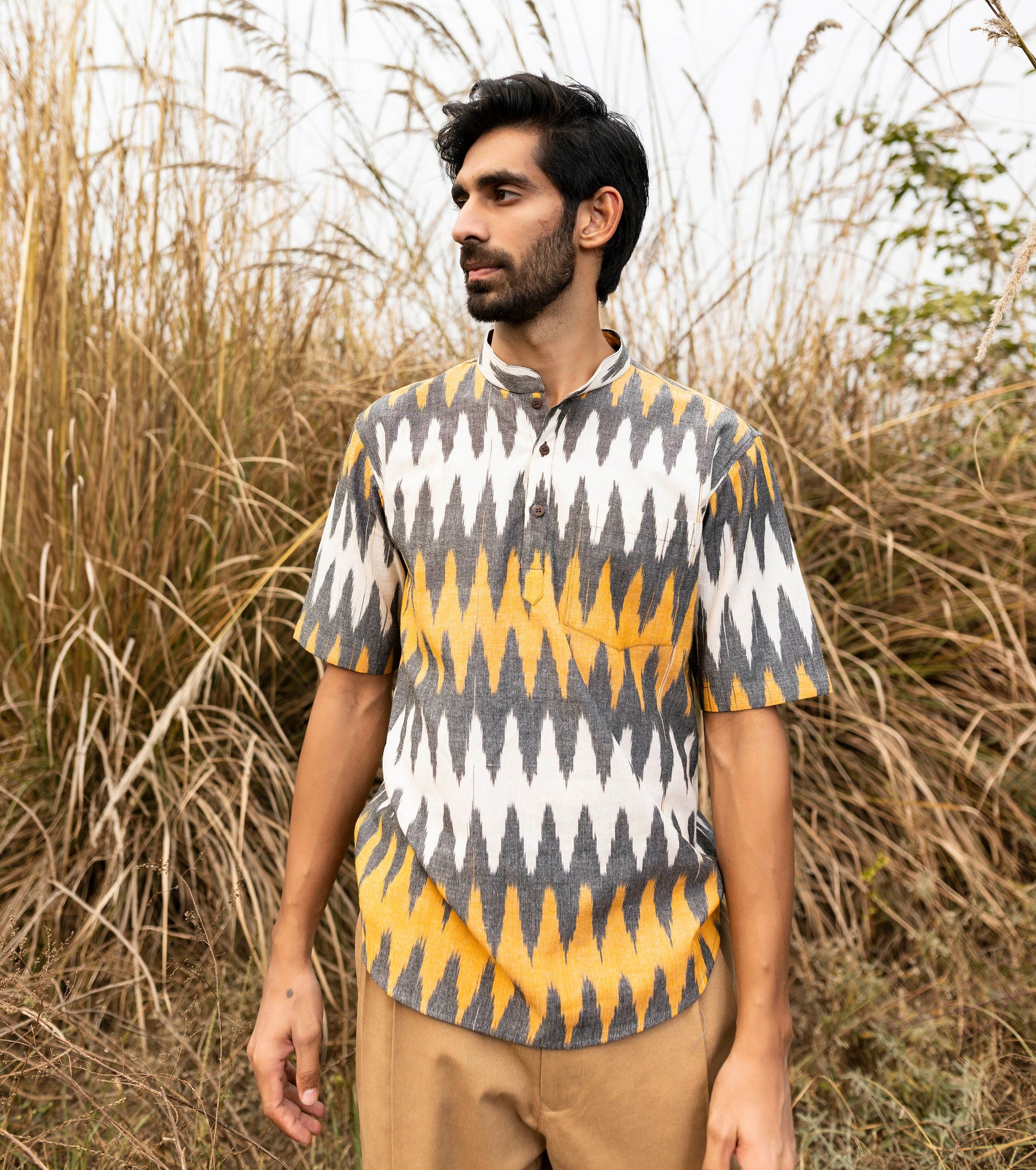 Multicolor Shirt for Men at Kamakhyaa by Khara Kapas. This item is Cotton, For Anniversary, Lost & Found, Menswear, Multicolor, Natural, Ombre & Dyes, Regular Fit, Resort Wear, Shirts, Tops