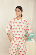 Multicolor Summer Top at Kamakhyaa by Anushé Pirani. This item is Block Prints, Crop Tops, Handwoven Cotton, Lounge Wear, Multicolor, Natural, Prints, Recurring Dream Collection, Regular Fit, Tops, Womenswear