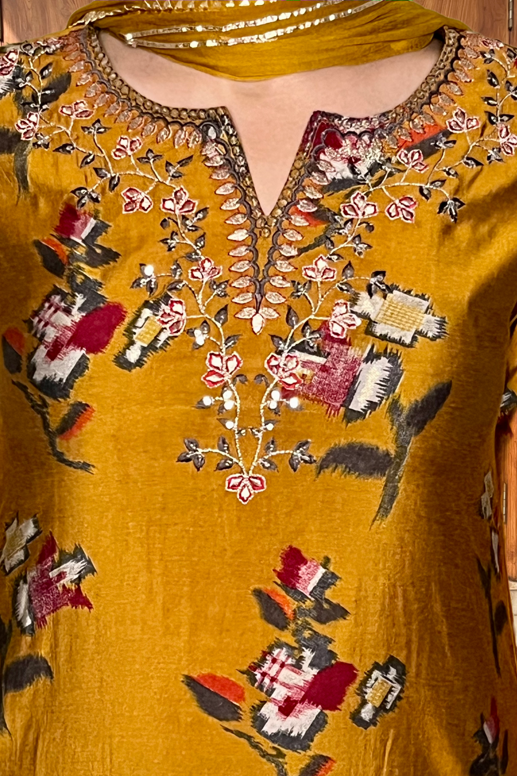 Mustard Kurta Set With Dupatta at Kamakhyaa by Kamakhyaa. This item is Ethnic Wear, Kurta Pant Sets, Kurta Set with Dupattas, Mustard, Natural, Prints, Rayon, Regular Fit, Womenswear