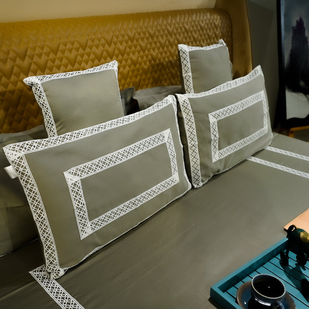 Mystic Moss Cotton Bloom Cushion Cover at Kamakhyaa by Aetherea. This item is 100% Cotton, 300 TC, 500 TC, Cushion covers, Home, Plain, Sage Green, Solid