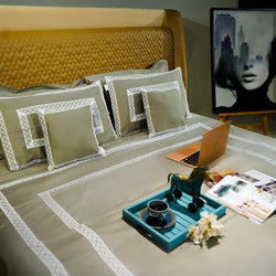 Mystic Moss Cotton Bloom Cushion Cover at Kamakhyaa by Aetherea. This item is 100% Cotton, 300 TC, 500 TC, Cushion covers, Home, Plain, Sage Green, Solid