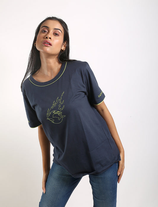 Navy Organic Cotton T-Shirt at Kamakhyaa by Wear Equal. This item is Casual Wear, For Siblings, Navy, Organic, Organic Cotton, Prints, Regular Fit, T-Shirts, Womenswear