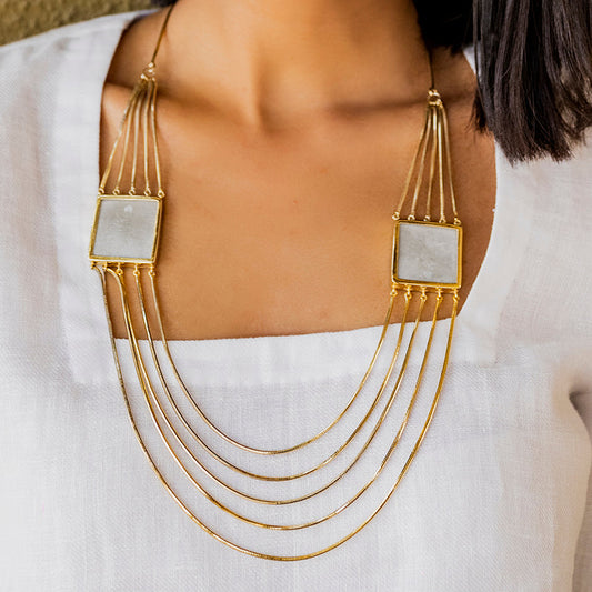 Necklaces Layered at Kamakhyaa by Edenek. This item is Brass, Concrete, Fashion Jewellery, Free Size, Grey, jewelry, Natural, Necklaces, Party Wear, Solids