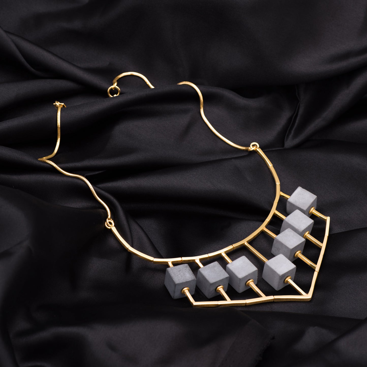 Necklaces Obtuse Angle at Kamakhyaa by Edenek. This item is Brass, Concrete, Fashion Jewellery, Free Size, Grey, jewelry, Natural, Necklaces, Party Wear, Solids, Statement Jewellery