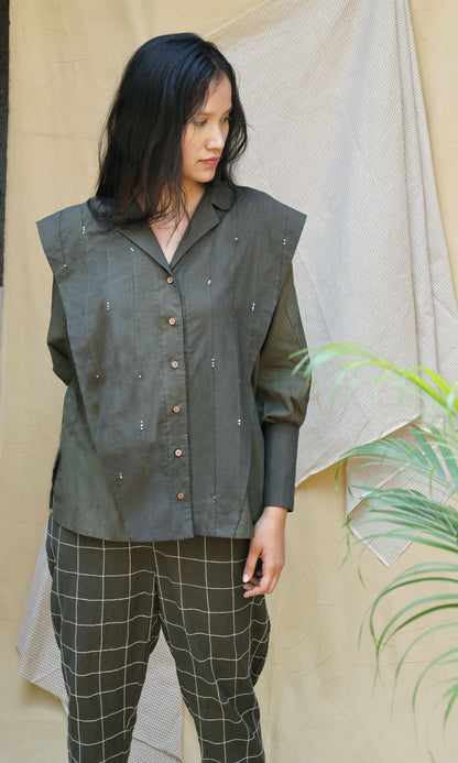 Olive Green Complete Sets at Kamakhyaa by Chambray & Co.. This item is Casual Wear, Co-ord Sets, Echo, Green, Hand Spun Cotton, Linen, Natural, Olive Green, Regular Fit, Solids, Womenswear