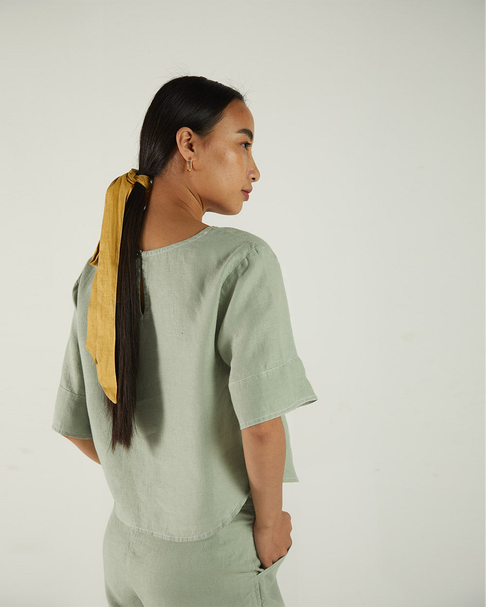 Olive Green Crop Top at Kamakhyaa by Reistor. This item is Bemberg, Casual Wear, Crop Tops, Green, Hemp, Natural, Regular Fit, Solids, Tops, Womenswear