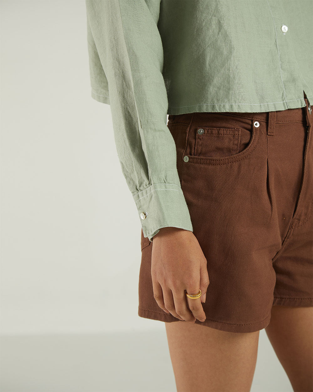 Olive Green Crop Top at Kamakhyaa by Reistor. This item is Bemberg, Casual Wear, Crop Tops, Green, Natural, Regular Fit, Shirts, Solids, Tops, Womenswear