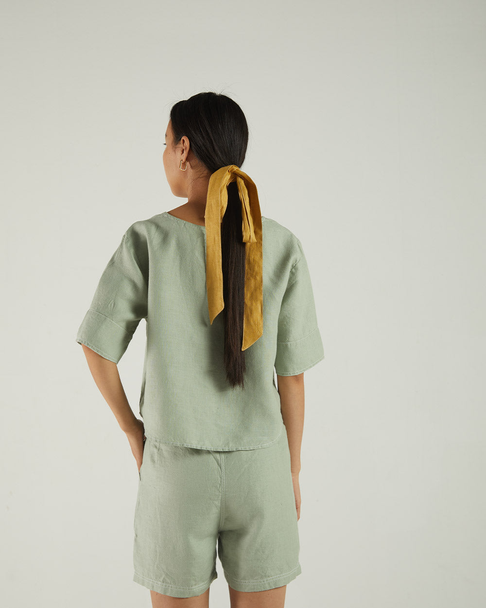 Olive Green Crop Top at Kamakhyaa by Reistor. This item is Bemberg, Casual Wear, Crop Tops, Green, Hemp, Natural, Regular Fit, Solids, Tops, Womenswear