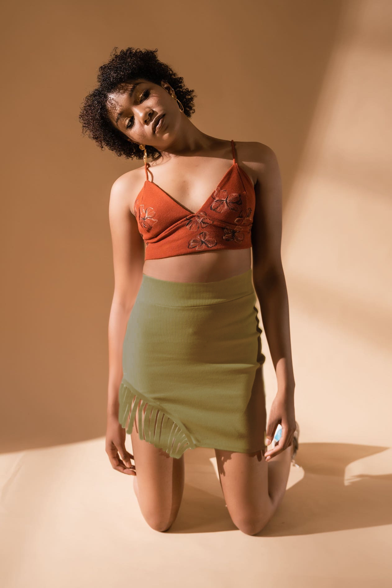 Cotton sales green skirt