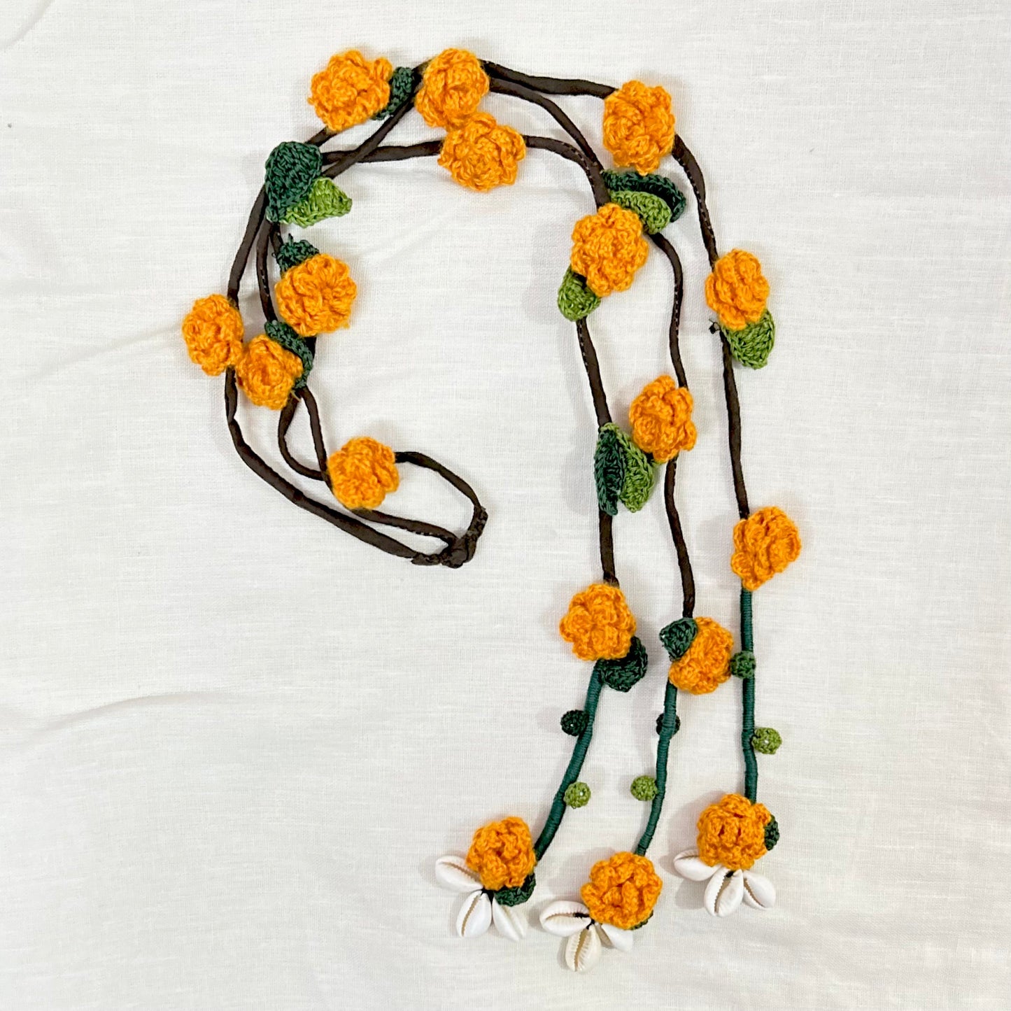 Orange Crochet Hair Parandi at Kamakhyaa by Ikriit'm. This item is Accessories, Cotton yarn, Crochet, Free Size, Hair Accessories, Ikriit'm, Natural, Orange