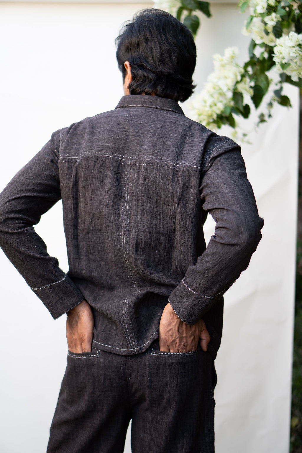 Panelled Shirt & Hem Detail Shorts at Kamakhyaa by Lafaani. This item is 100% pure cotton, Black, Casual Wear, Co-ord Sets, Menswear, Natural with azo free dyes, Organic, Regular Fit, Solids, Sonder