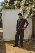 Panelled Shirt & Utility Pants at Kamakhyaa by Lafaani. This item is 100% pure cotton, Black, Casual Wear, Co-ord Sets, Menswear, Natural with azo free dyes, Organic, Regular Fit, solid, Solids, Sonder