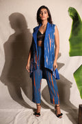 Pants And Jacket - Set of Two at Kamakhyaa by Keva. This item is Best Selling, Blue, Co-ord Sets, Day Dream, Lounge Wear Co-ords, Natural, Rayon, Relaxed Fit, Resort Wear, Tie & Dye, Vacation Co-ords, Womenswear