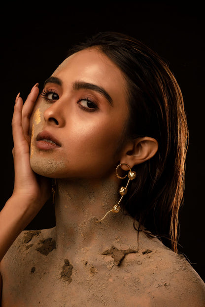 Pea-k-boo Earring at Kamakhyaa by Amalgam By Aishwarya. This item is Brass dipped in gold, Earrings, Eating to Existance, Fashion Jewellery, Free Size, Gold, jewelry, Long Earrings, Natural, Solids