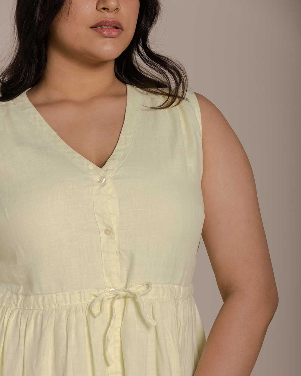 Pina Colada Season Dress - Butter Lemon at Kamakhyaa by Reistor. This item is Casual Wear, Hemp, Mini Dresses, Natural, Relaxed Fit, Short Dresses, Sleeveless Dresses, Solids, Womenswear, Yellow