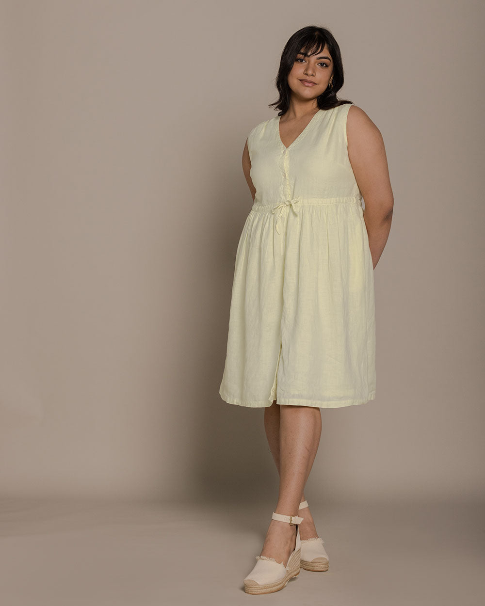 Pina Colada Season Dress - Butter Lemon at Kamakhyaa by Reistor. This item is Casual Wear, Hemp, Mini Dresses, Natural, Relaxed Fit, Short Dresses, Sleeveless Dresses, Solids, Womenswear, Yellow