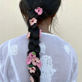 Pink And Peach Crochet Hair Parandi at Kamakhyaa by Ikriit'm. This item is Accessories, Cotton yarn, Crochet, Free Size, Hair Accessories, Ikriit'm, Natural, Pink