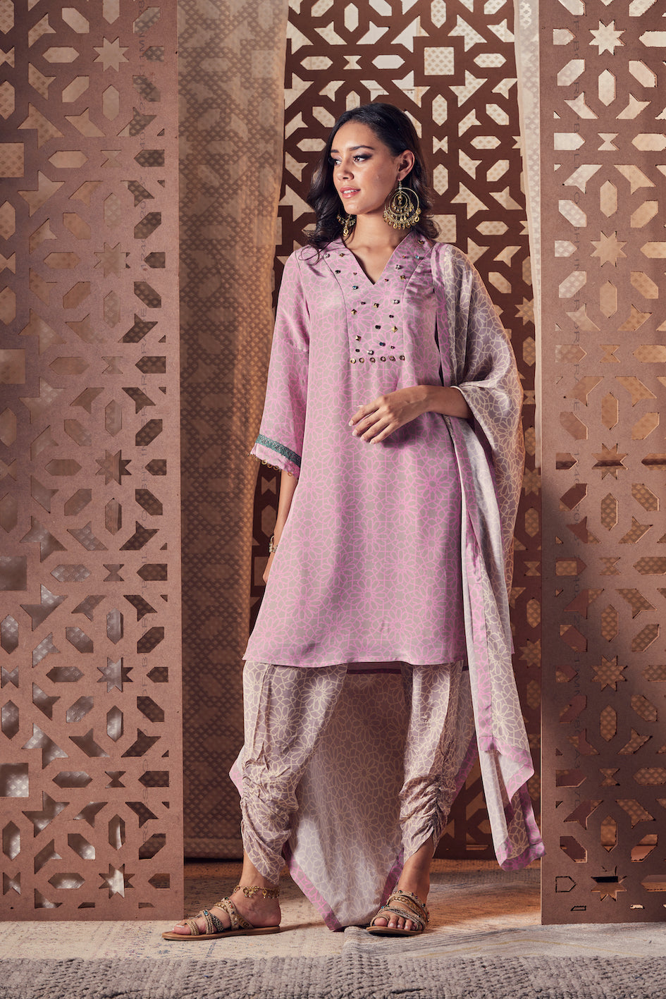 Check out the elegant Cotton Party Wear Bell Sleeves Kurti in Blue -