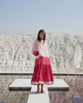 Pink Casual Midi Dress at Kamakhyaa by The Loom Art. This item is Aurora SS24, Casual Wear, Chanderi Silk, July Sale, July Sale 2023, Midi Dresses, Ombre & Dyes, Organic, Pink, Relaxed Fit, Tiered Dresses, Womenswear