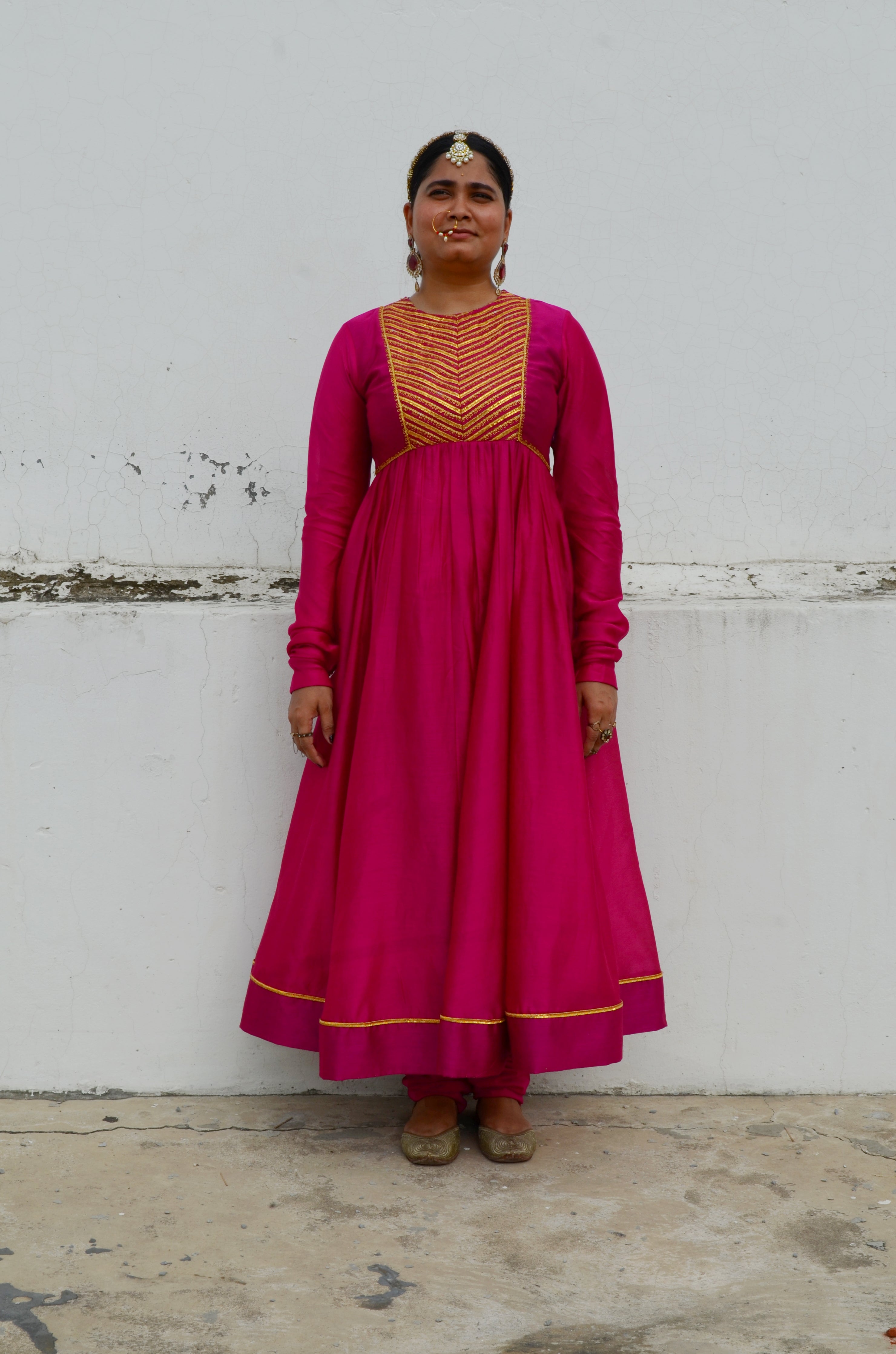 Pink Chanderi Anakali with Dupatta at Kamakhyaa by Ahmev. This item is Chanderi Silk, Co-ord Sets, Cotton, Embellished, Evening Wear, Festive Wear, Kurta Set with Dupattas, Party Wear, Pink, Regular Fit, Rumi, Solids, Womenswear
