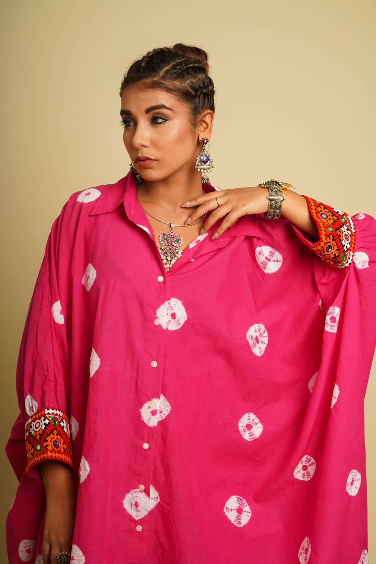 Pink Cotton Co-ord Set at Kamakhyaa by Keva. This item is 100% cotton, Co-ord Sets, Fusion Wear, Natural, New, Ombre & Dyes, party, Party Wear Co-ords, Pink, Relaxed Fit, Saba, Womenswear