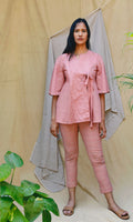 Pink Cotton Complete Set at Kamakhyaa by Chambray & Co.. This item is Casual Wear, Co-ord Sets, Echo, Hand Spun Cotton, Linen, Natural, party, Party Wear Co-ords, Pink, Regular Fit, Solids, Vacation Co-ords, Womenswear