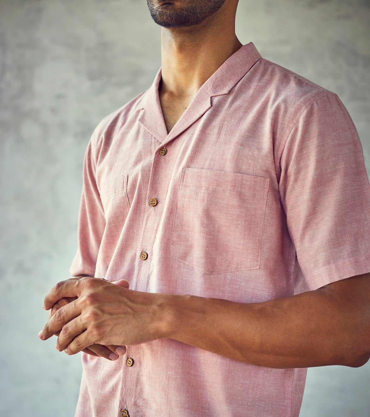 Pink Cotton Mens Shirt at Kamakhyaa by Khara Kapas. This item is Casual Wear, Cotton, For Him, Menswear, Natural, New, Pink, Regular Fit, Selfsame, Shirts, Solids, Tops
