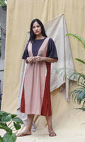 Pink Cotton Midi Dress at Kamakhyaa by Chambray & Co.. This item is Casual Wear, Hand Spun Cotton, Midi Dresses, Natural, Pink, Red, Regular Fit, Render, Solids, Womenswear