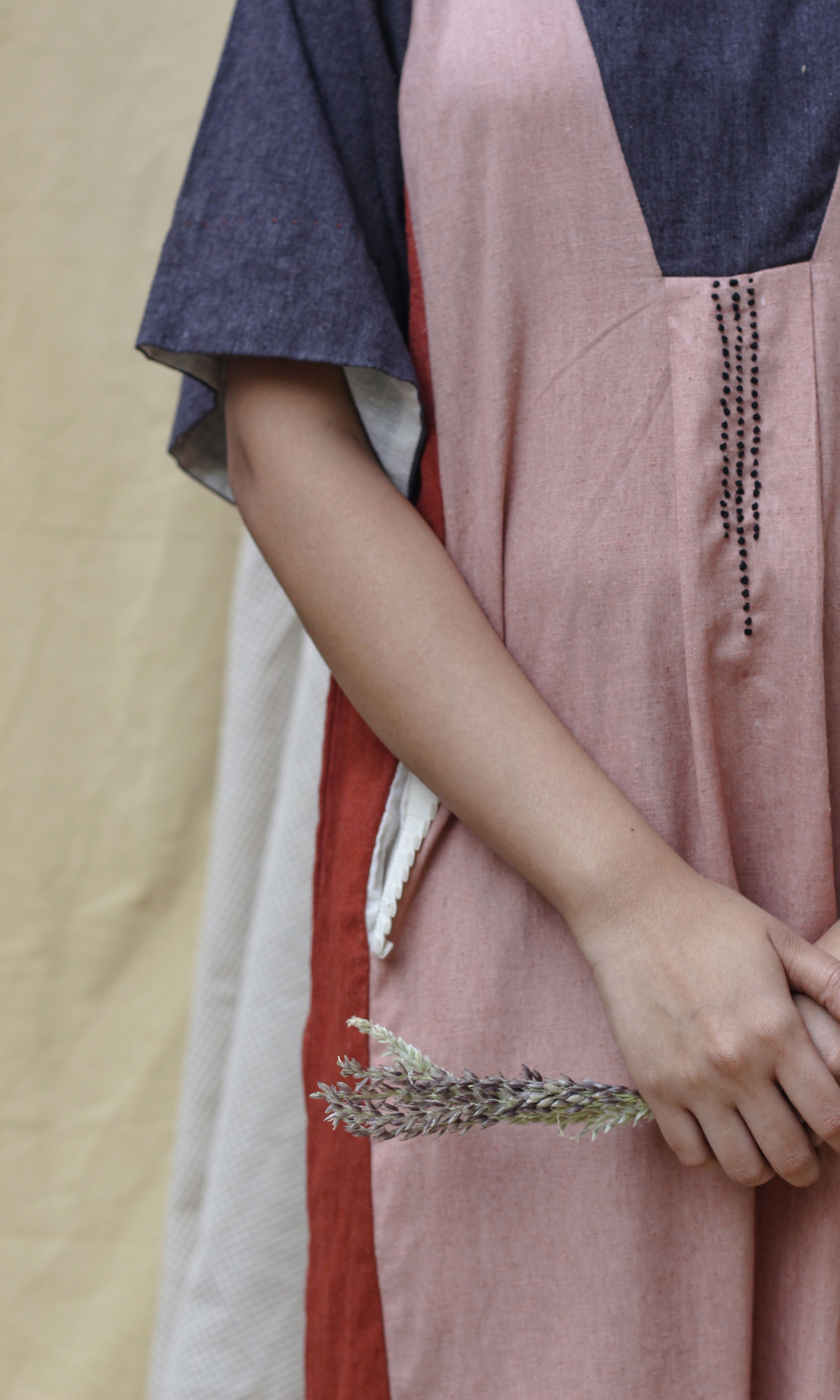 Pink Cotton Midi Dress at Kamakhyaa by Chambray & Co.. This item is Casual Wear, Hand Spun Cotton, Midi Dresses, Natural, Pink, Red, Regular Fit, Render, Solids, Womenswear