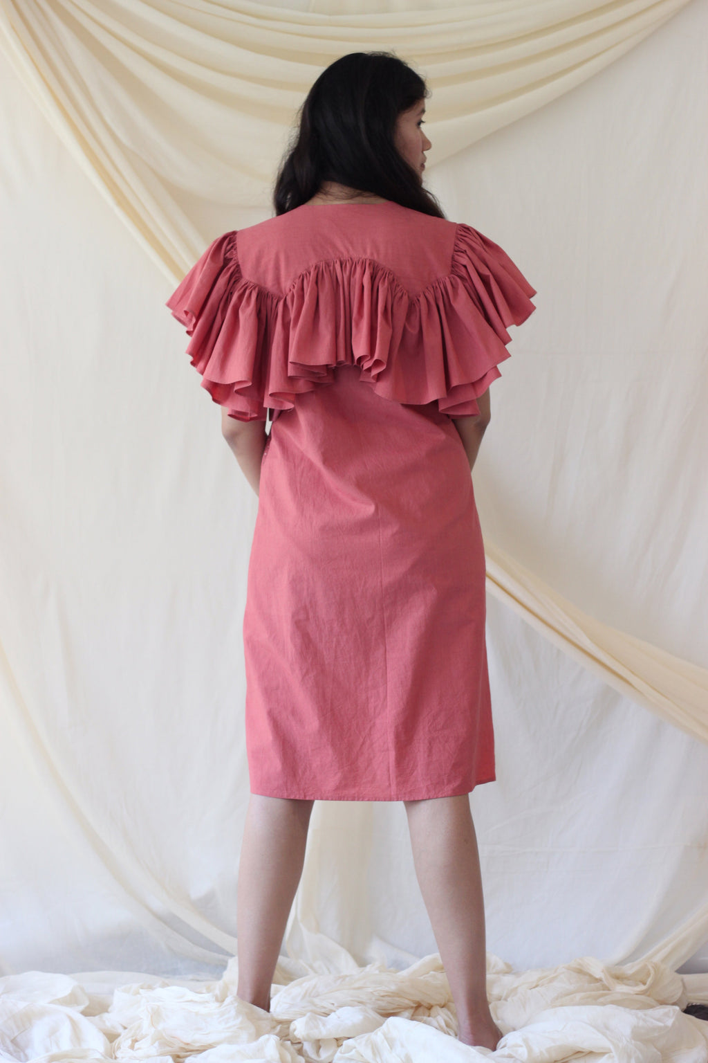 Pink Cotton Ruffled Complete Set at Kamakhyaa by Chambray & Co.. This item is Casual Wear, Co-ord Sets, Cotton, Natural, party, Party Wear Co-ords, Pink, Regular Fit, Solid Selfmade, Solids, Womenswear