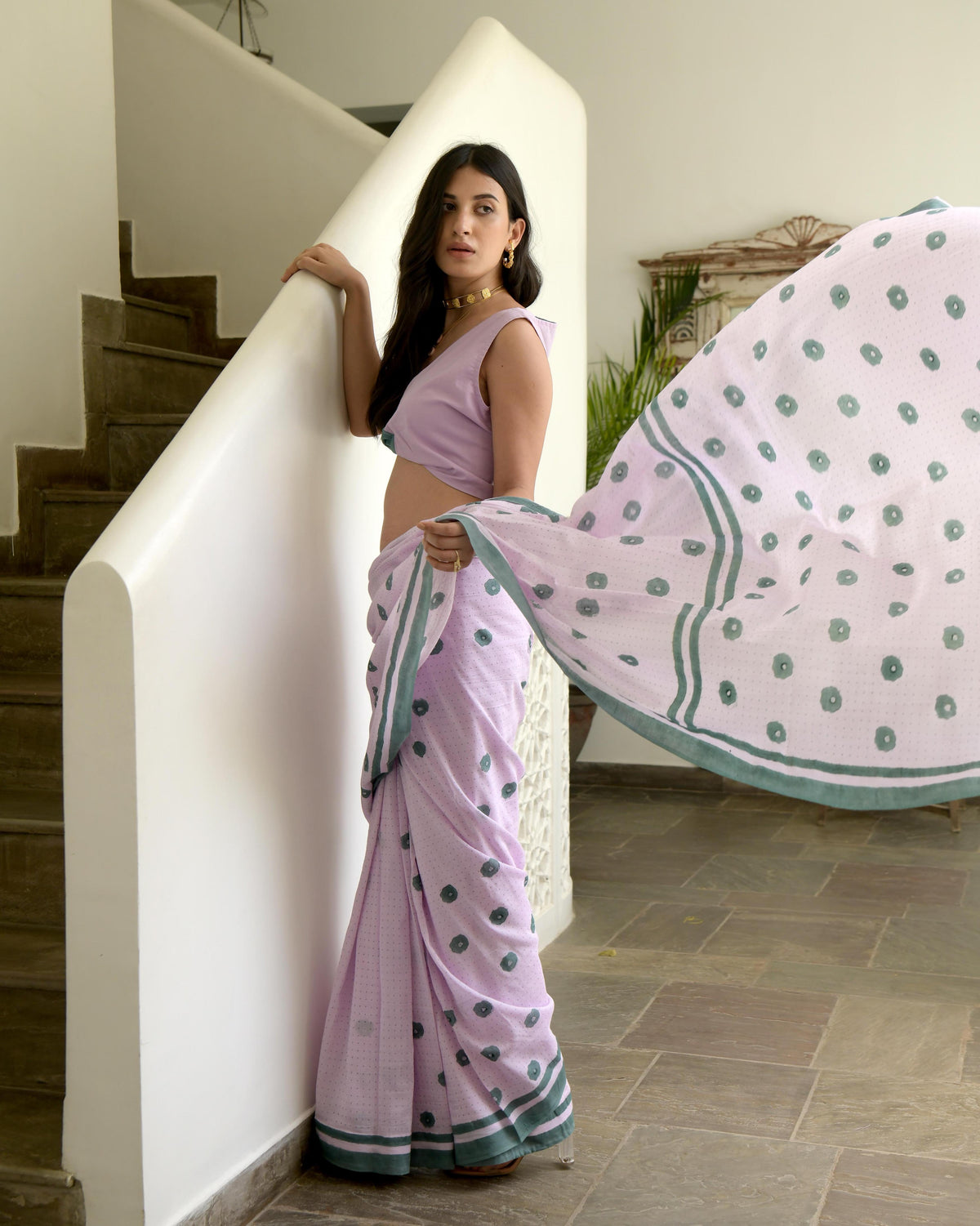 Pink Cotton Saree Set at Kamakhyaa by Taro. This item is Evening Wear, Gulzar Taro, Handwoven Cotton, Indian Wear, July Sale, July Sale 2023, Natural, Pink, Prints, Regular Fit, Saree Sets, Womenswear