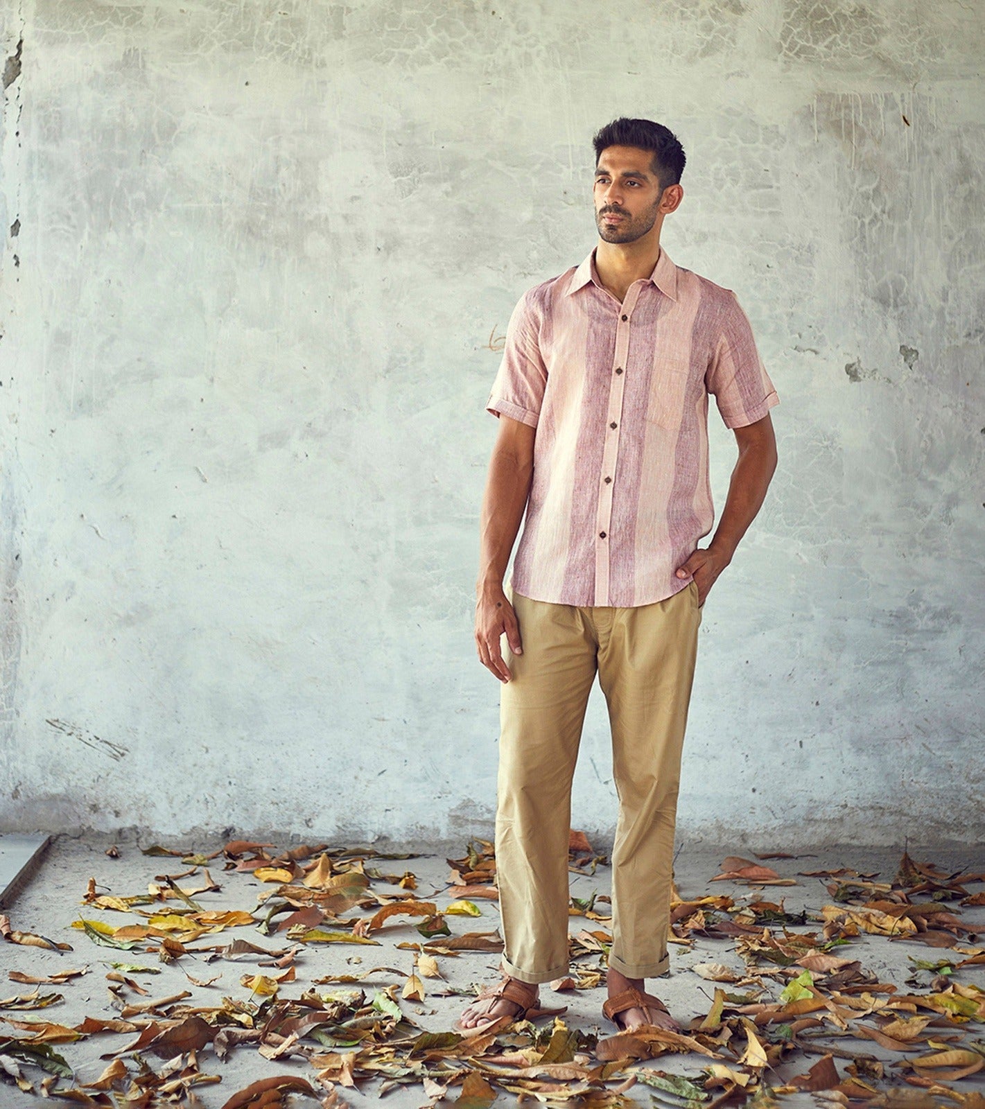 Pink Cotton Striped Mens Shirt at Kamakhyaa by Khara Kapas. This item is Casual Wear, Cotton, Menswear, Natural, New, Pink, Regular Fit, Shirts, Stripes, Tops
