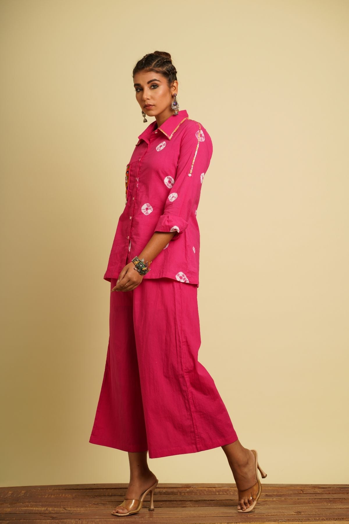 Pink Embroidered Cotton Shirt at Kamakhyaa by Keva. This item is 100% cotton, Fusion Wear, Less than $50, Natural, New, Ombre & Dyes, Pink, Regular Fit, Saba, Shirts, Tops, Womenswear