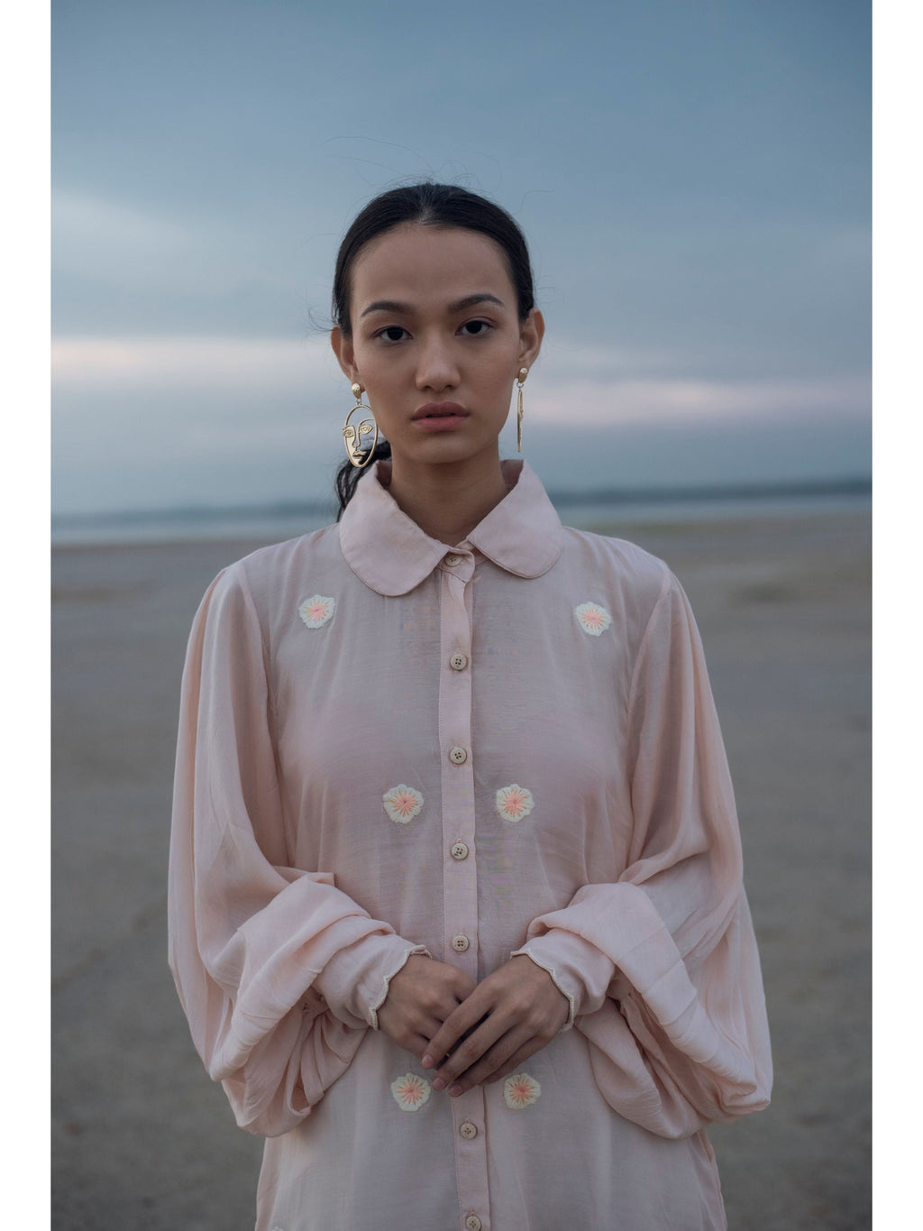 Pink Embroidered Cotton Silk Shirt at Kamakhyaa by The Loom Art. This item is Cotton Silk, July Sale, July Sale 2023, Natural, Party Wear, Pink, Regular Fit, Serendipity, Shirts, Solids, Tops, Womenswear