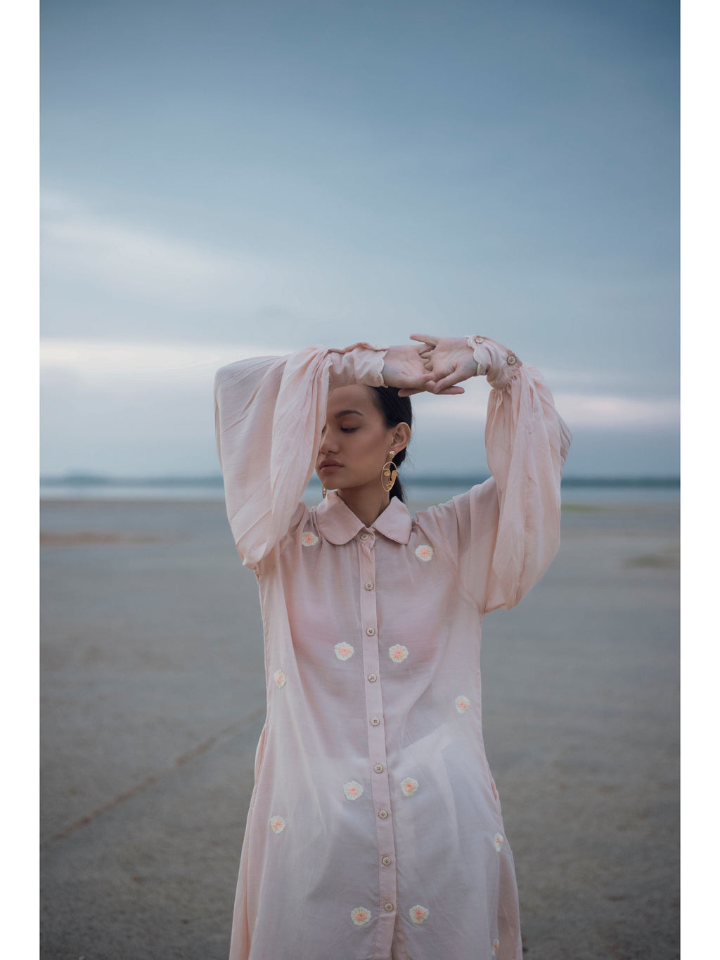 Pink Embroidered Cotton Silk Shirt at Kamakhyaa by The Loom Art. This item is Cotton Silk, July Sale, July Sale 2023, Natural, Party Wear, Pink, Regular Fit, Serendipity, Shirts, Solids, Tops, Womenswear