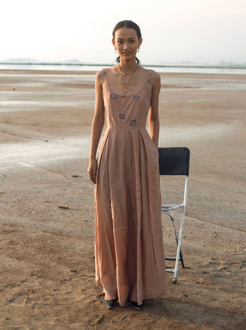 Pink Embroidered Jumpsuit at Kamakhyaa by The Loom Art. This item is Cotton Silk, July Sale, July Sale 2023, Jumpsuits, Natural, Party Wear, Pink, Regular Fit, Serendipity, Solids, Womenswear