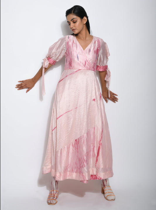 Pink Embroidered Maxi Dress at Kamakhyaa by The Loom Art. This item is Between the Lines, Dupian Silk, July Sale, July Sale 2023, Maxi Dresses, Natural, Party Wear, Pink, Regular Fit, Solids, Womenswear