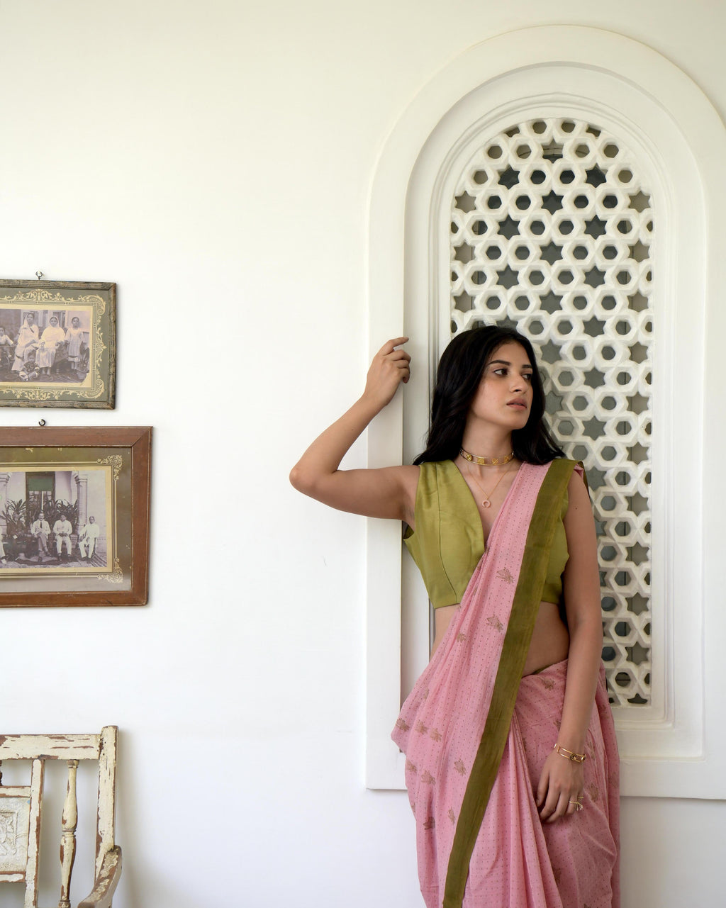 Pink Hand Block Printed Saree Set at Kamakhyaa by Taro. This item is Evening Wear, Gulzar Taro, Handwoven Cotton, Indian Wear, July Sale, July Sale 2023, Natural, Pink, Prints, Regular Fit, Saree Sets, Womenswear