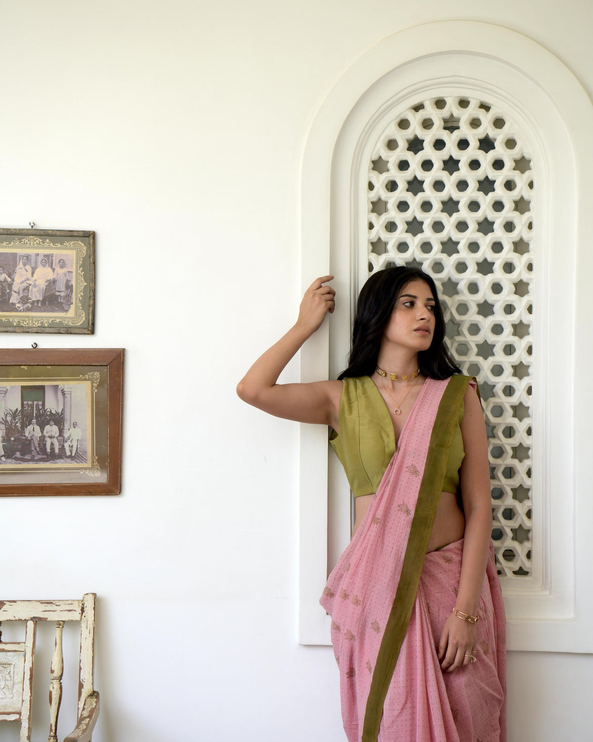 Pink Hand Block Printed Saree Set at Kamakhyaa by Taro. This item is Evening Wear, Gulzar Taro, Handwoven Cotton, Indian Wear, July Sale, July Sale 2023, Natural, Pink, Prints, Regular Fit, Saree Sets, Womenswear