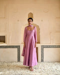 Pink Kurta Set With Dupatta at Kamakhyaa by Taro. This item is Beads work, Best Selling, Chanderi Silk, Chiffon, Digital Print, Enchanted Garden, Evening Wear, Festive Wear, Fitted At Waist, Indian Wear, July Sale, July Sale 2023, Kurta Pant Sets, Kurta Set With Dupatta, Natural, Natural with azo free dyes, Pink, Sequin Work, Womenswear