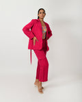 Pink Linen Blazer Co-ord at Kamakhyaa by Rias Jaipur. This item is Co-ord Sets, Linen Blend, Natural, Office Wear, Office Wear Co-ords, Pink, Regular Fit, Solids, Womenswear, Yaadein