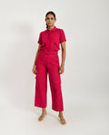 Pink Linen-Co-ord at Kamakhyaa by Rias Jaipur. This item is Co-ord Sets, Linen Blend, Natural, Office Wear, Office Wear Co-ords, Pink, Regular Fit, Solids, Womenswear, Yaadein