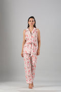 Pink Linen Co ord Set at Kamakhyaa by MOH-The Eternal Dhaga. This item is Cotton, Linen, Moh-The eternal Dhaga, Multicolor, Natural, Office Wear, Office Wear Co-ords, Pink, Prints, Slim Fit, Womenswear
