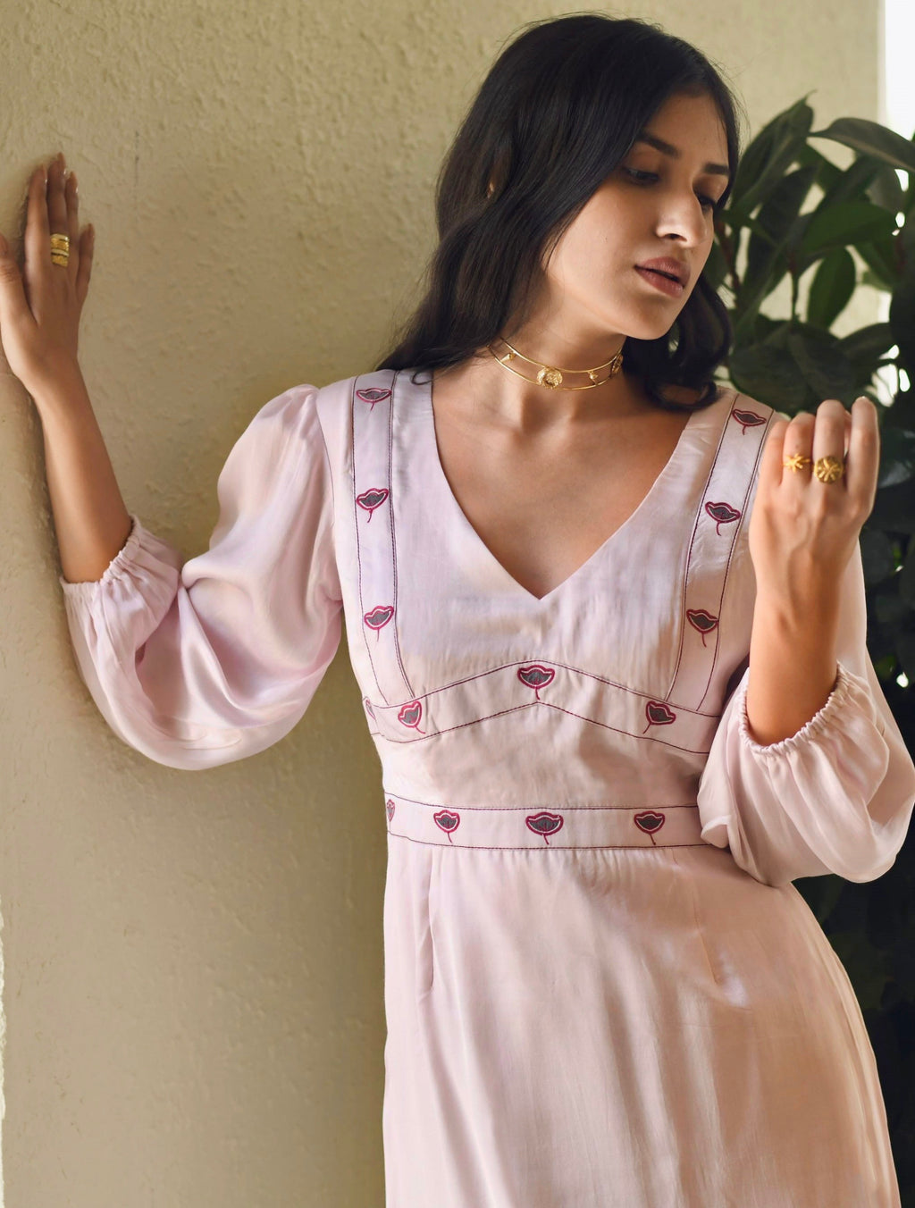 Pink Maxi Dress at Kamakhyaa by Taro. This item is Dusk To Dawn, Embroidered, Evening Wear, July Sale, July Sale 2023, Maxi Dresses, Modal Satin, Natural, Regular Fit, Silk, White, Womenswear