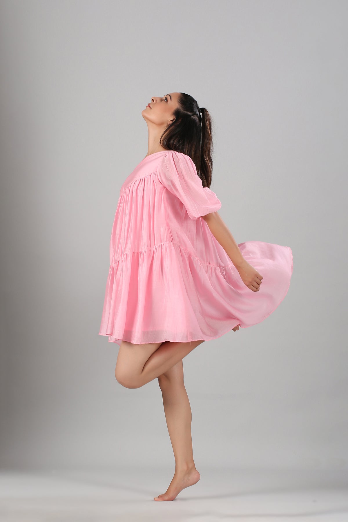 Pink Off Shoulder Dress at Kamakhyaa by MOH-The Eternal Dhaga. This item is Casual Wear, Cotton, Moh-The eternal Dhaga, Natural, Off-Shoulder Dresses, Pink, Relaxed Fit, Solids, Womenswear