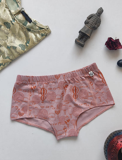 Pink Organic Printed Boy Shorts at Kamakhyaa by Wear Equal. This item is Boyshorts, Brown, Casual Wear, Cotton, Less than $50, lingerie, Natural, panties, Pink, Prints, Products less than $25, Regular Fit, Womenswear